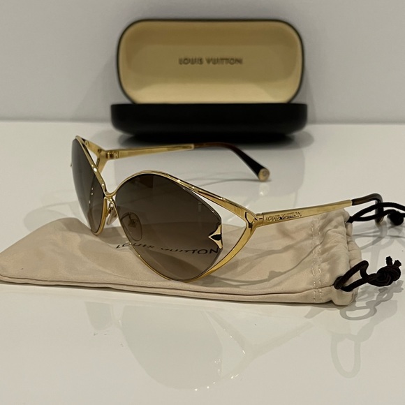 LOUIS VUITTON GOLD METAL FRAME SUNGLASSES NWOTS! - Picture 3 of 17